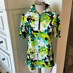 Kinona M Keep It Covered Short Sleeve Paint Splatter print shirt